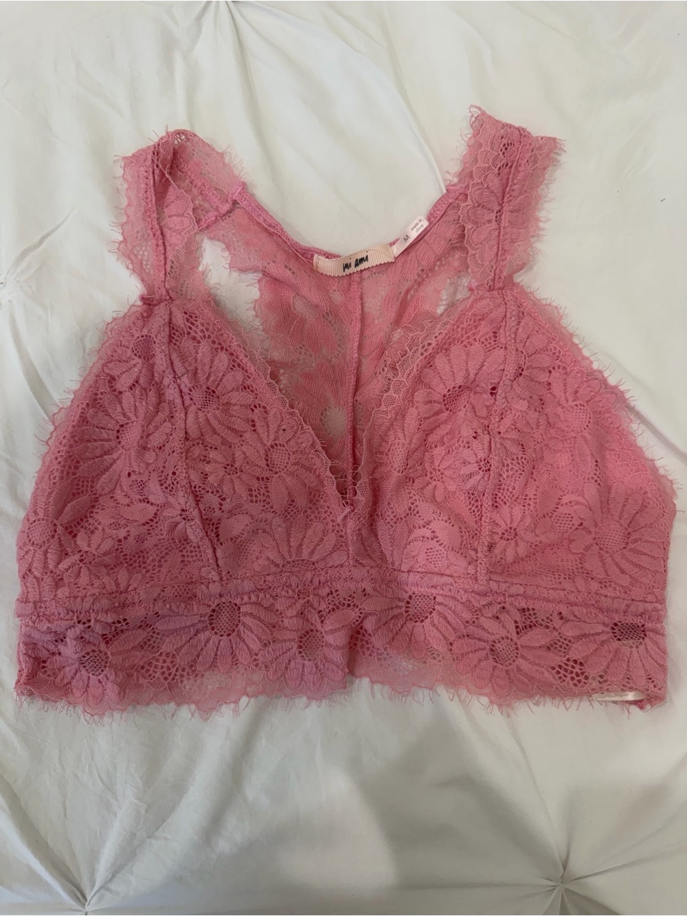 Free People Women’s Rose Pink Floral Lace Bralette Size Medium